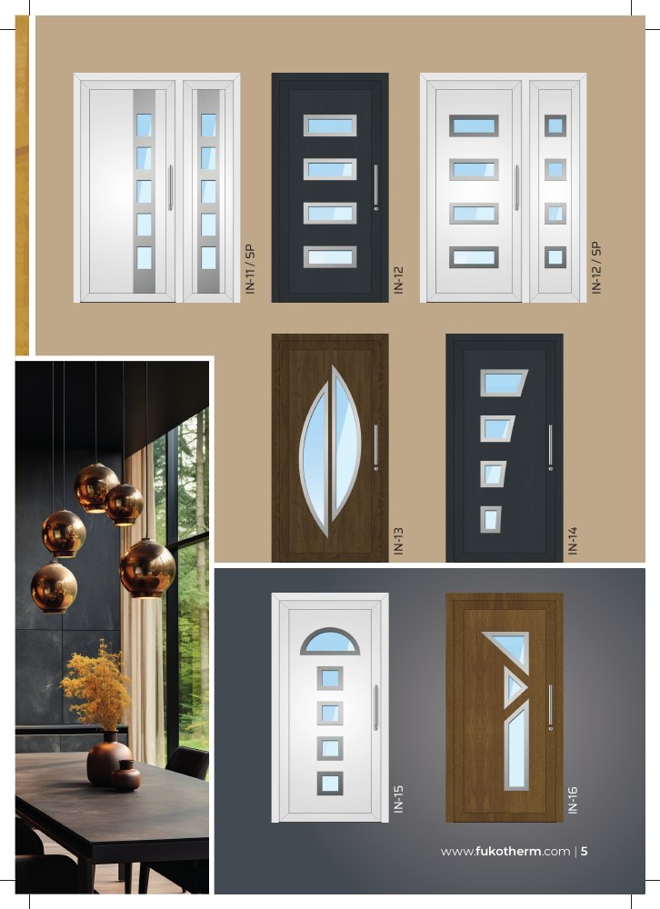 Fukotherm ajtópanel-minták, IN-11 – IN-16 sorozat